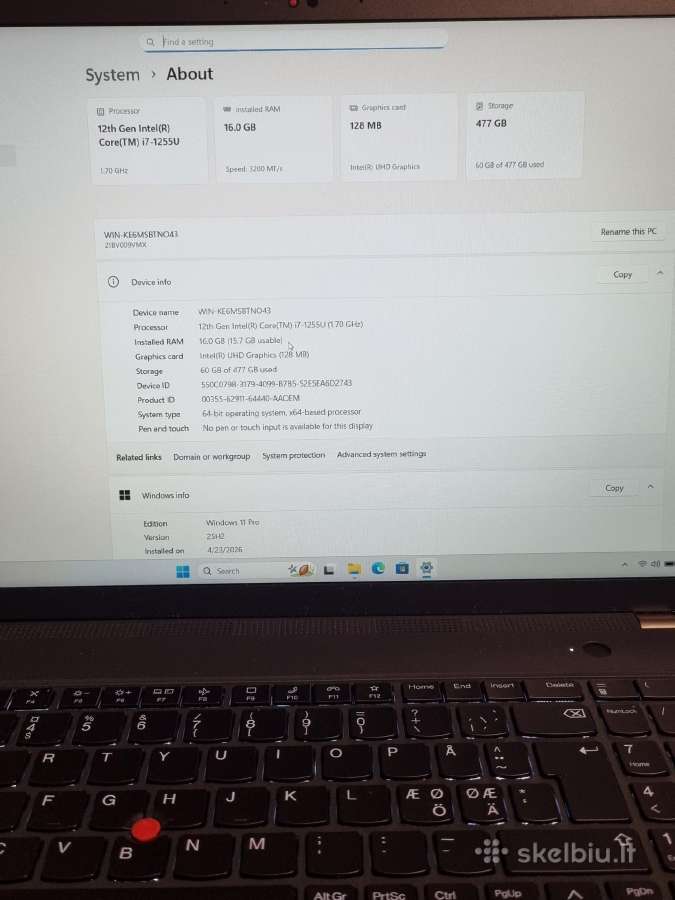 Lenovo Thinkpad T16 i7 - nuotraukos Nr. 7