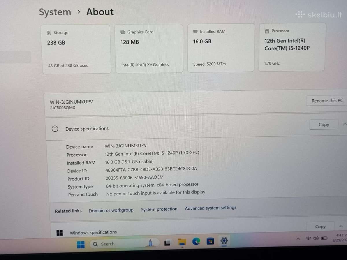 Lenovo Thinkpad X1 Carbon 10th - nuotraukos Nr. 7