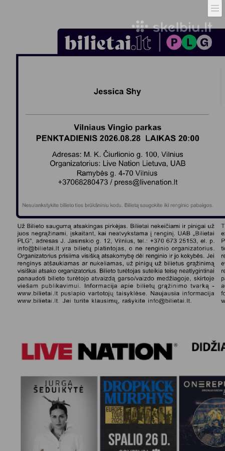 2 bilietai į Jessica Shy koncertą 08-28 - nuotraukos Nr. 2