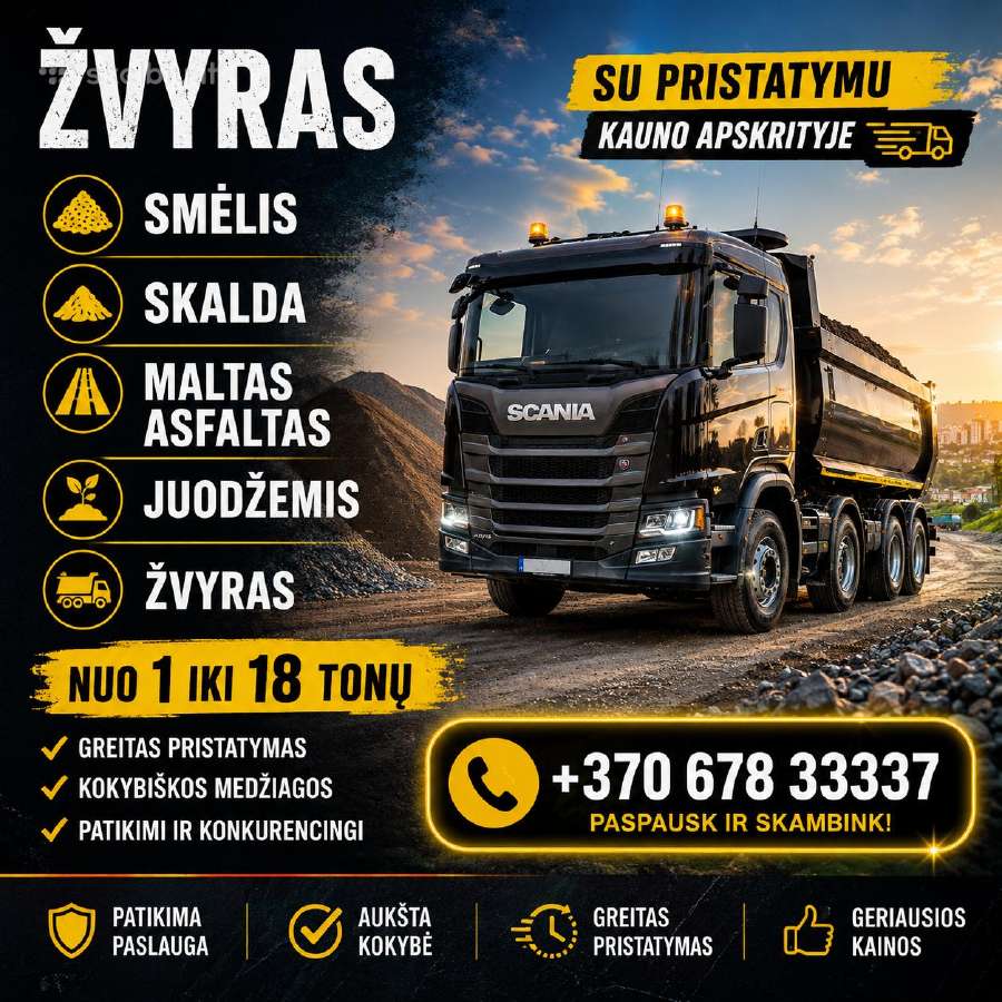 Atvežu žvyrą, smėlį,juodžemį,skaldą,maltą asfaltą - nuotraukos Nr. 2