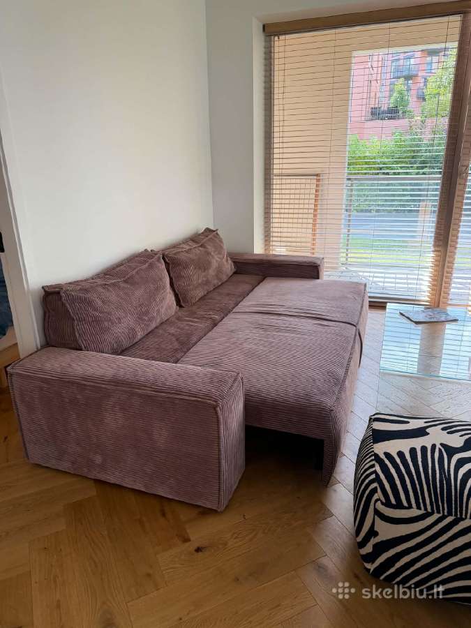 Veliūrinė miegama sofa su patalynės dėže, 256 cm - nuotraukos Nr. 4