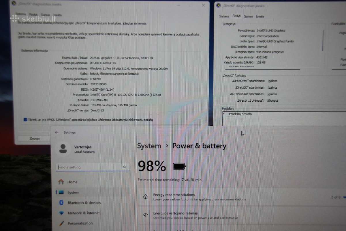 Lenovo X13 i5-10gen Fullhd 13,3 8gb 256gb - nuotraukos Nr. 10