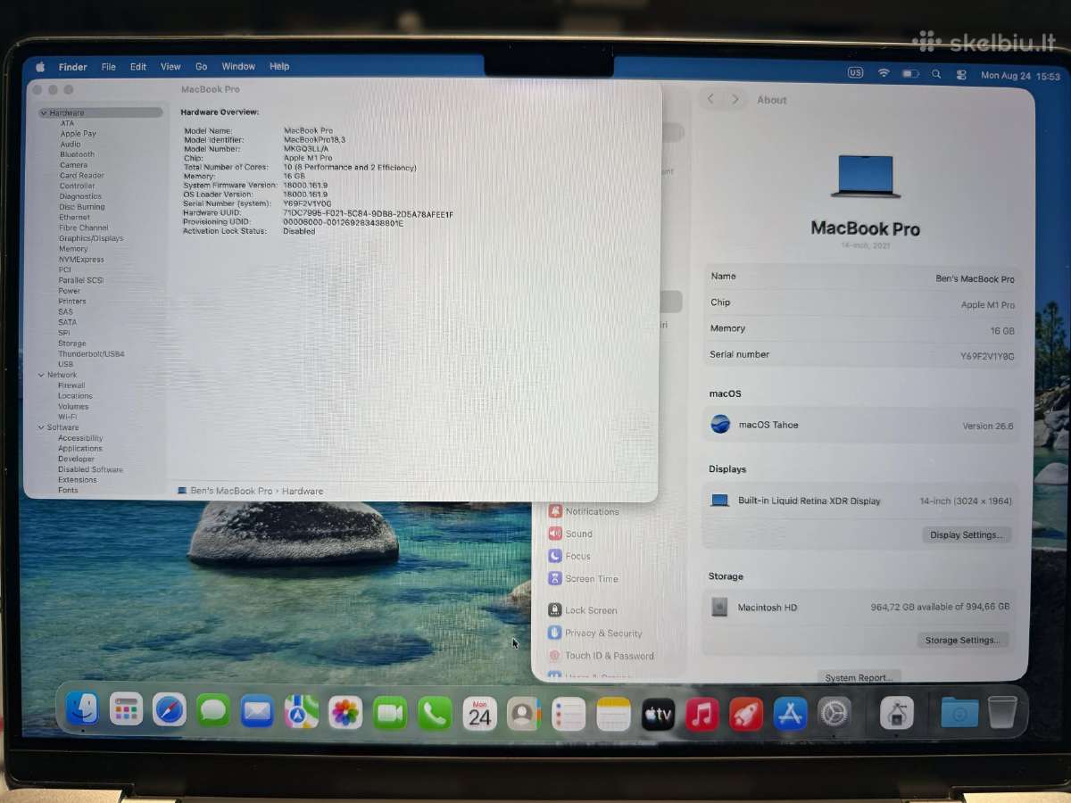 Parduodu MacBook Pro 14 (2021) su M1 Pro - nuotraukos Nr. 7