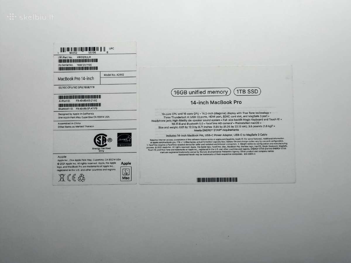 Parduodu MacBook Pro 14 (2021) su M1 Pro - nuotraukos Nr. 8