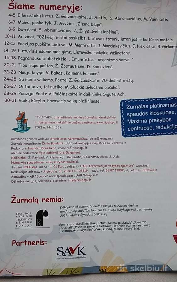 Vaikiškas žurnalas Tipu Tapu 2021 Nr.1 - nuotraukos Nr. 2