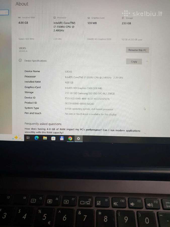 Lengvas Asus Zenbook Ux305 ultrabook - nuotraukos Nr. 5
