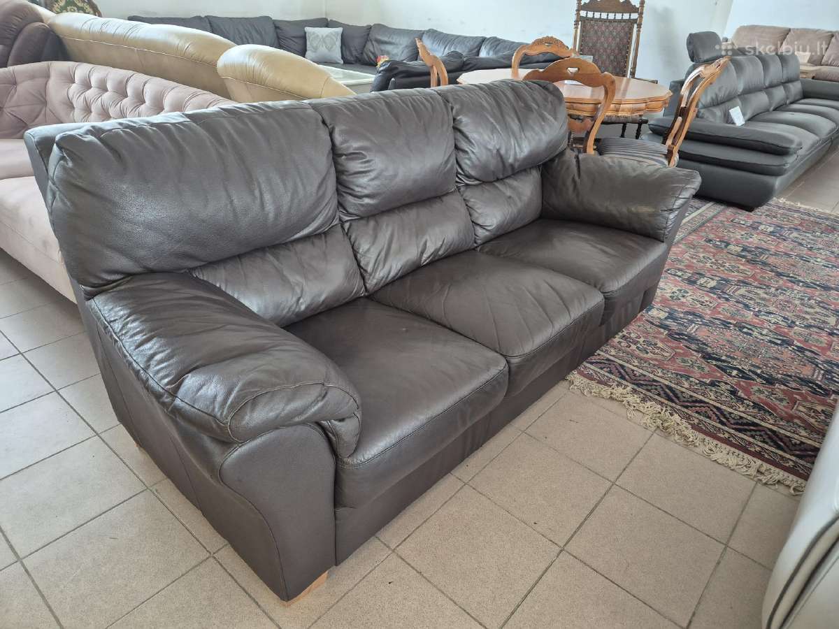 Gera, tvirta, pilnai natūralios odos sofa - nuotraukos Nr. 2