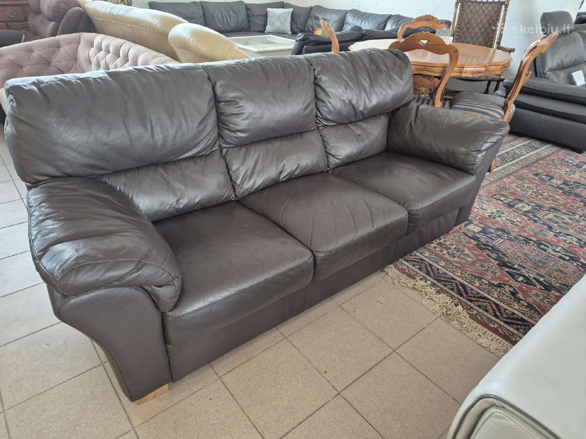 Gera, tvirta, pilnai natūralios odos sofa - nuotraukos Nr. 3