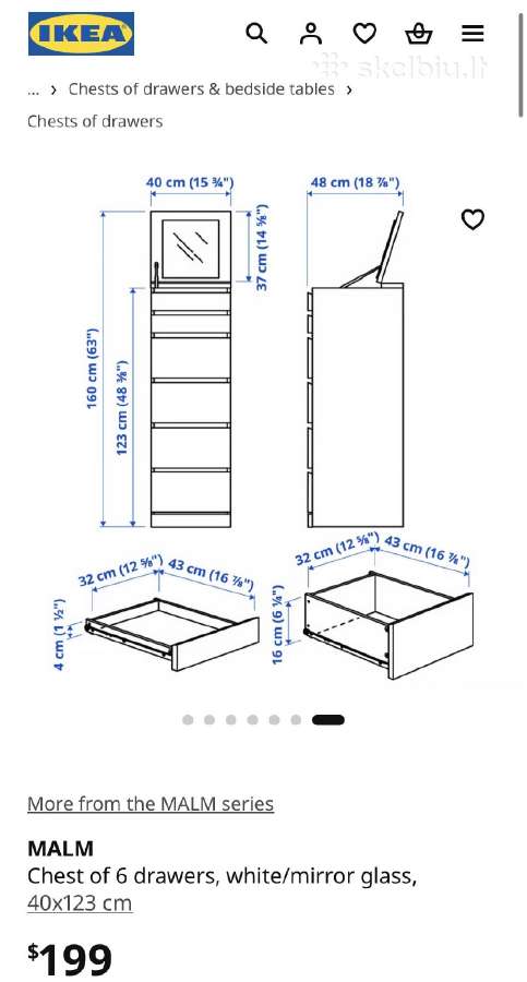 Ikea Malm Aukšta komoda - nuotraukos Nr. 2