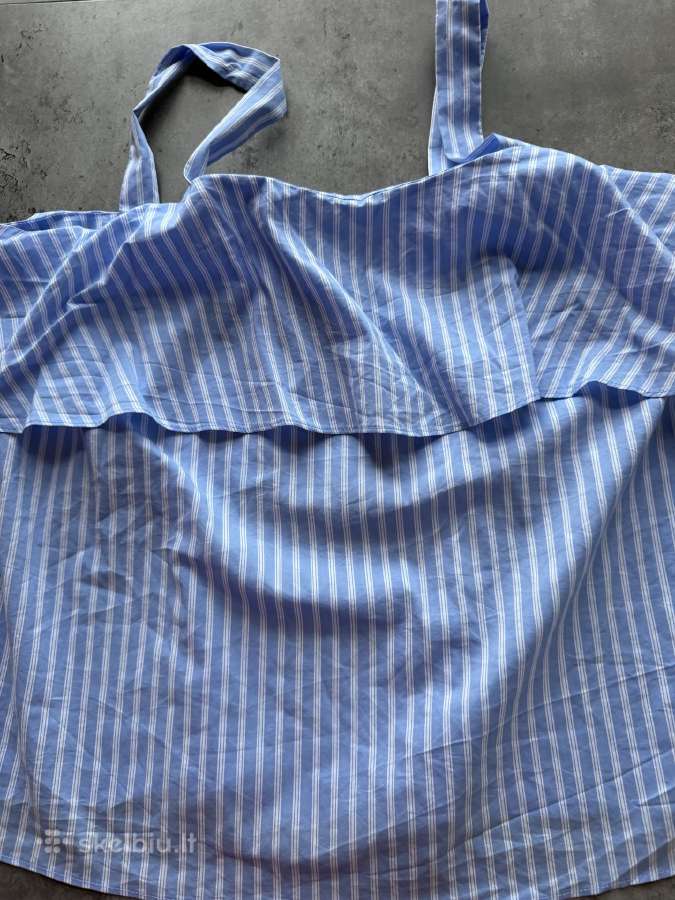 Mėlyni dryžuoti marškinėliai su petnešėlėmis - nuotraukos Nr. 2