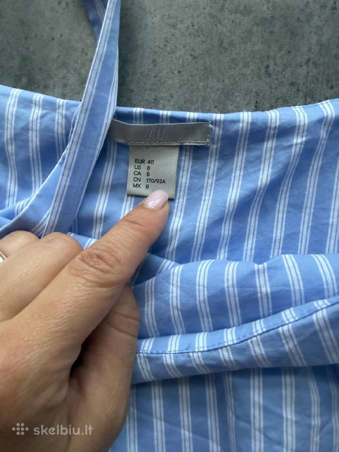 Mėlyni dryžuoti marškinėliai su petnešėlėmis - nuotraukos Nr. 3