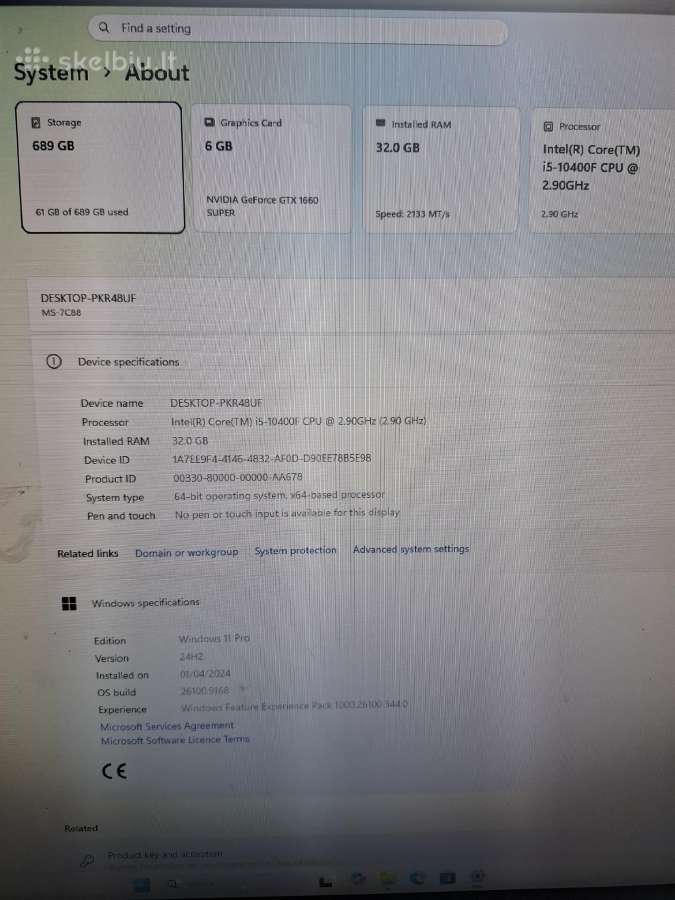 I5-10400f / Gtx 1660 Super / 32 GB RAM - nuotraukos Nr. 5