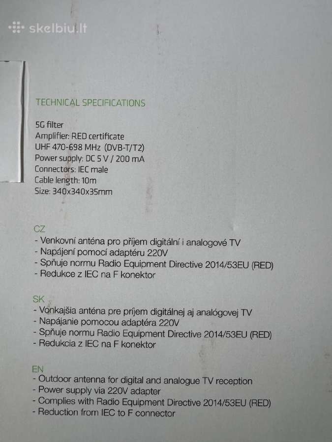 Evolveo Jade 2, aktyvi lauko Dvb-t2 antena, 48 dbi - nuotraukos Nr. 6