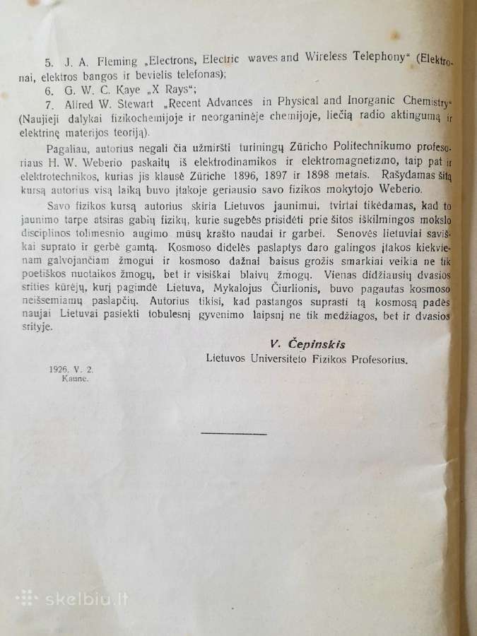 "Fizikos paskaitos" 1926m. Prof V Čepinskis - nuotraukos Nr. 3