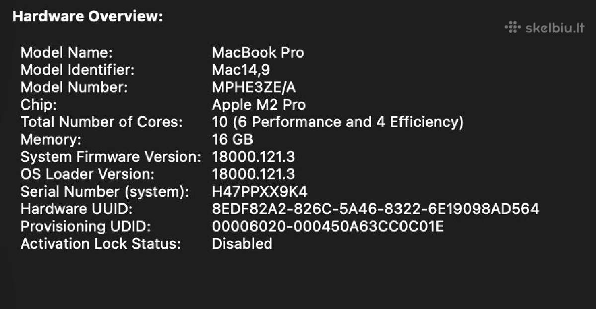 MacBook Pro M2 14'/2023/16gb RAM/512gb SSD - nuotraukos Nr. 3