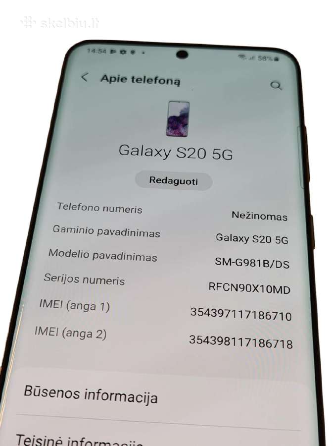 Samsung Galaxy S20 5G 12/128gb +3mėn. garantija - nuotraukos Nr. 4