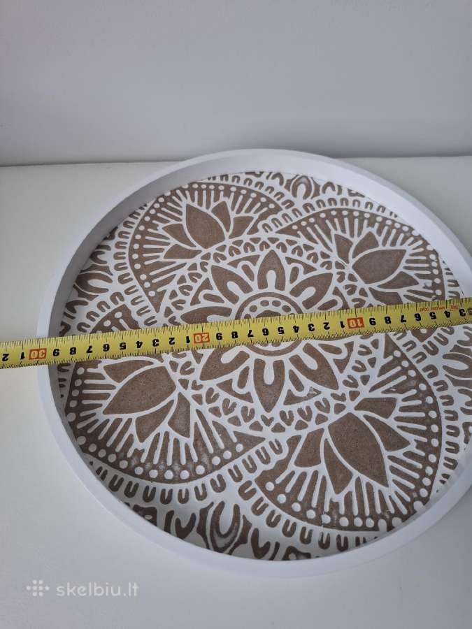 Boho medinis padėklas 30cm - nuotraukos Nr. 5