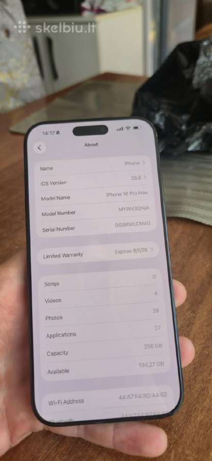 iPhone 16 pro max 256gb - nuotraukos Nr. 3