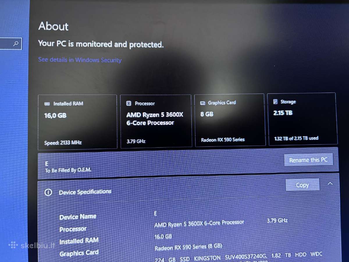 Gaming kompiuteris Ryzen 5 3600x + Rx 590 8gb - nuotraukos Nr. 9
