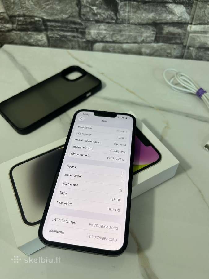 iPhone 14 128gb 83% Black - nuotraukos Nr. 5