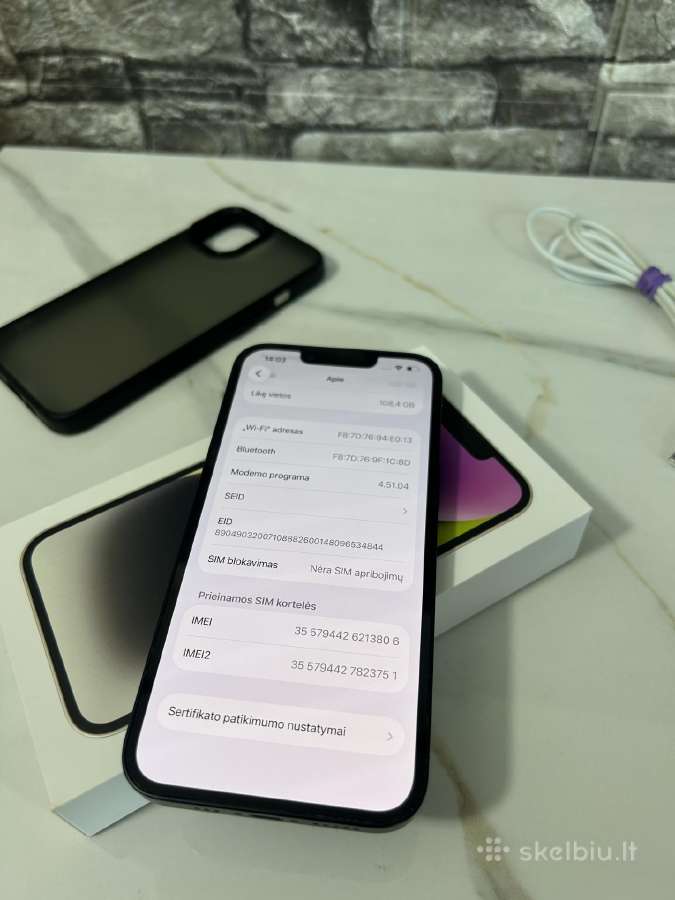 iPhone 14 128gb 83% Black - nuotraukos Nr. 6