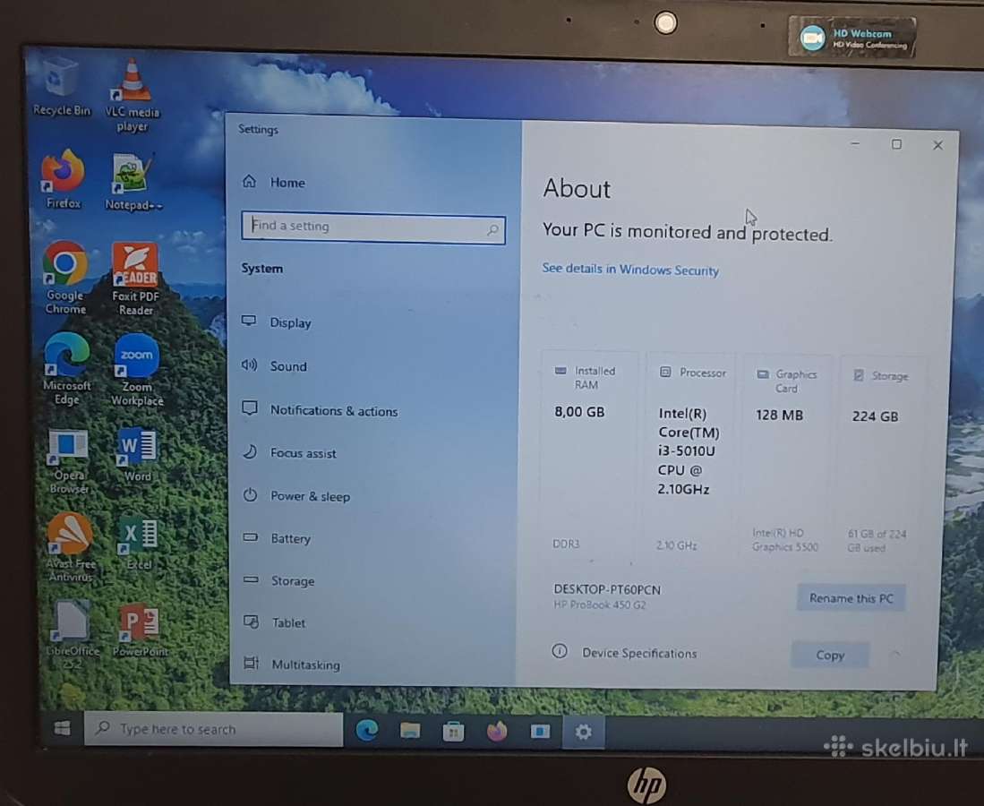 Hp Probook 450 G2 I3-5010u8 GB Ram224 GB SSD - nuotraukos Nr. 8