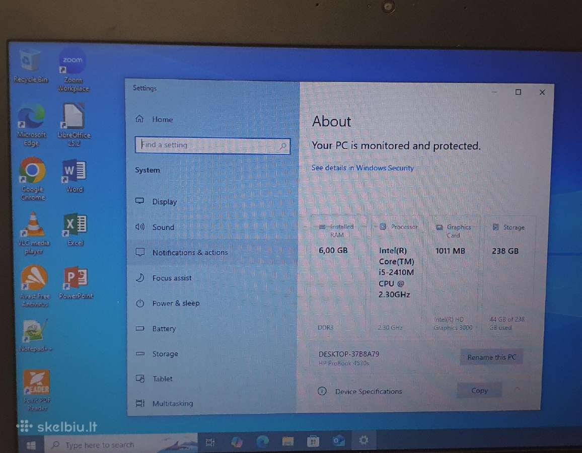 Hp Probook 4530s I5-2410m 6 GB RAM 240 GB SSD - nuotraukos Nr. 7