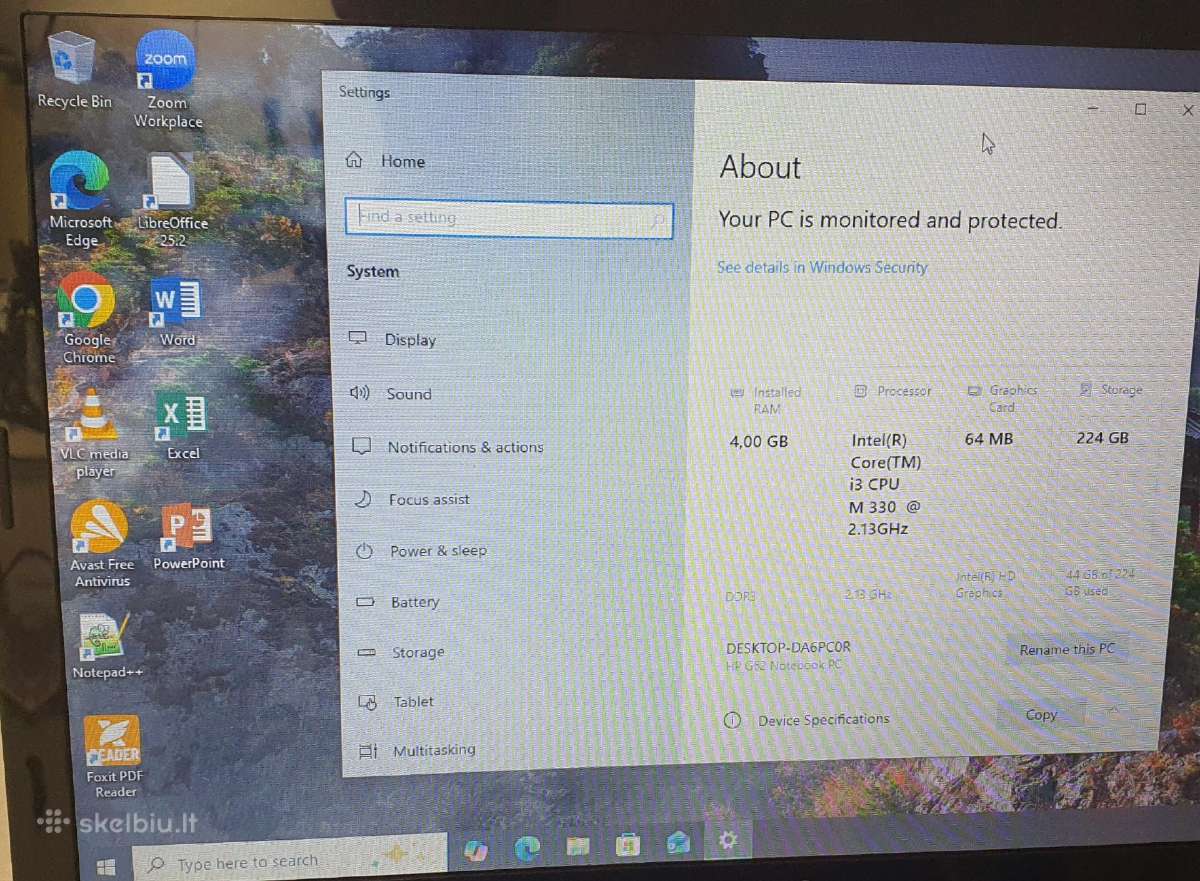 Hp G62 i3-m330 4 GB RAM 240 GB SSD - nuotraukos Nr. 7