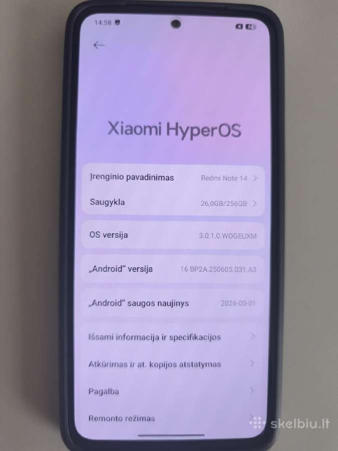 Telefonas Xiaomi Redmi Note 14 256 GB Telefonai - nuotraukos Nr. 5