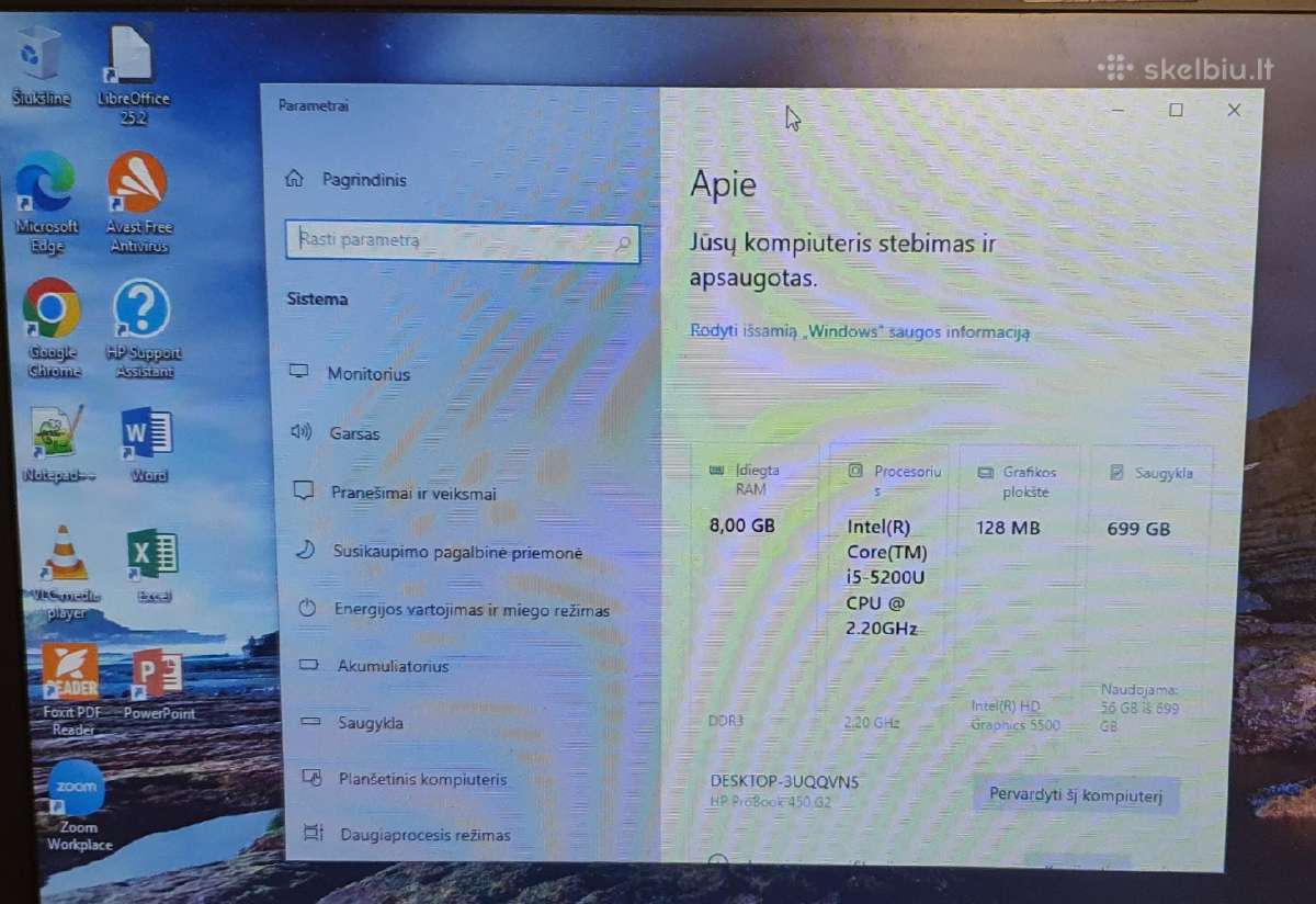 Hp Probook 450 G2 Intel Core i5-5200u 8 RAM 700hdd - nuotraukos Nr. 6