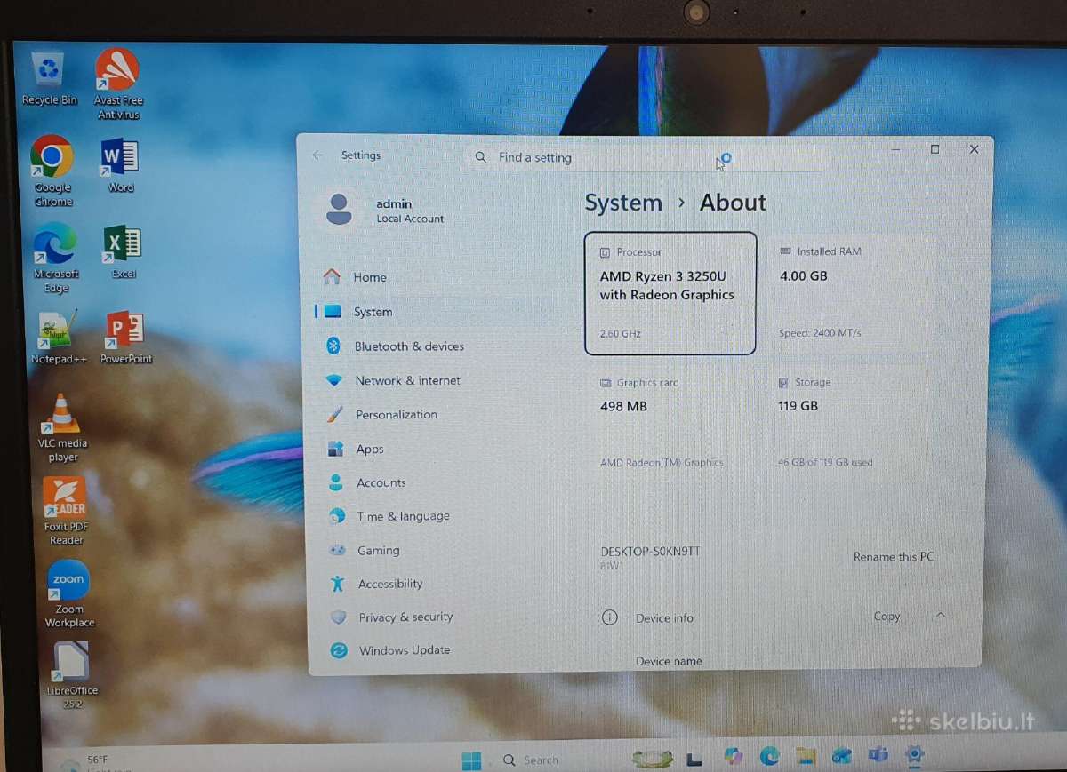 Lenovo Ideapad 3 15ada05 (81w1) Amd Ryzen 3 3250 - nuotraukos Nr. 7