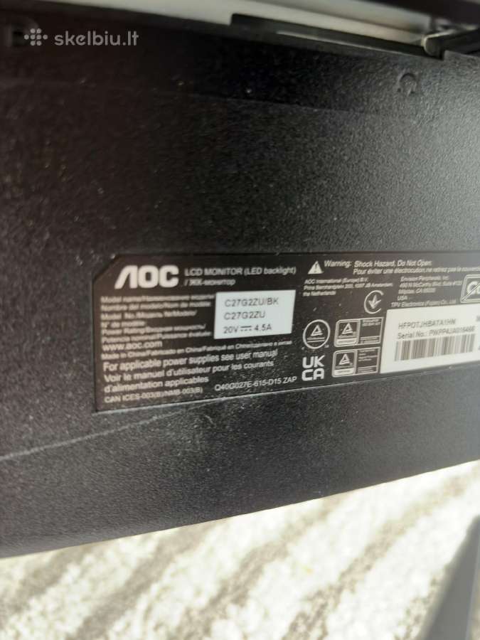 Aoc lenktas monitorius 27 240hz - nuotraukos Nr. 3