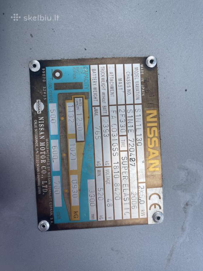 Elektrinis šakinis krautuvas Nissan - nuotraukos Nr. 8