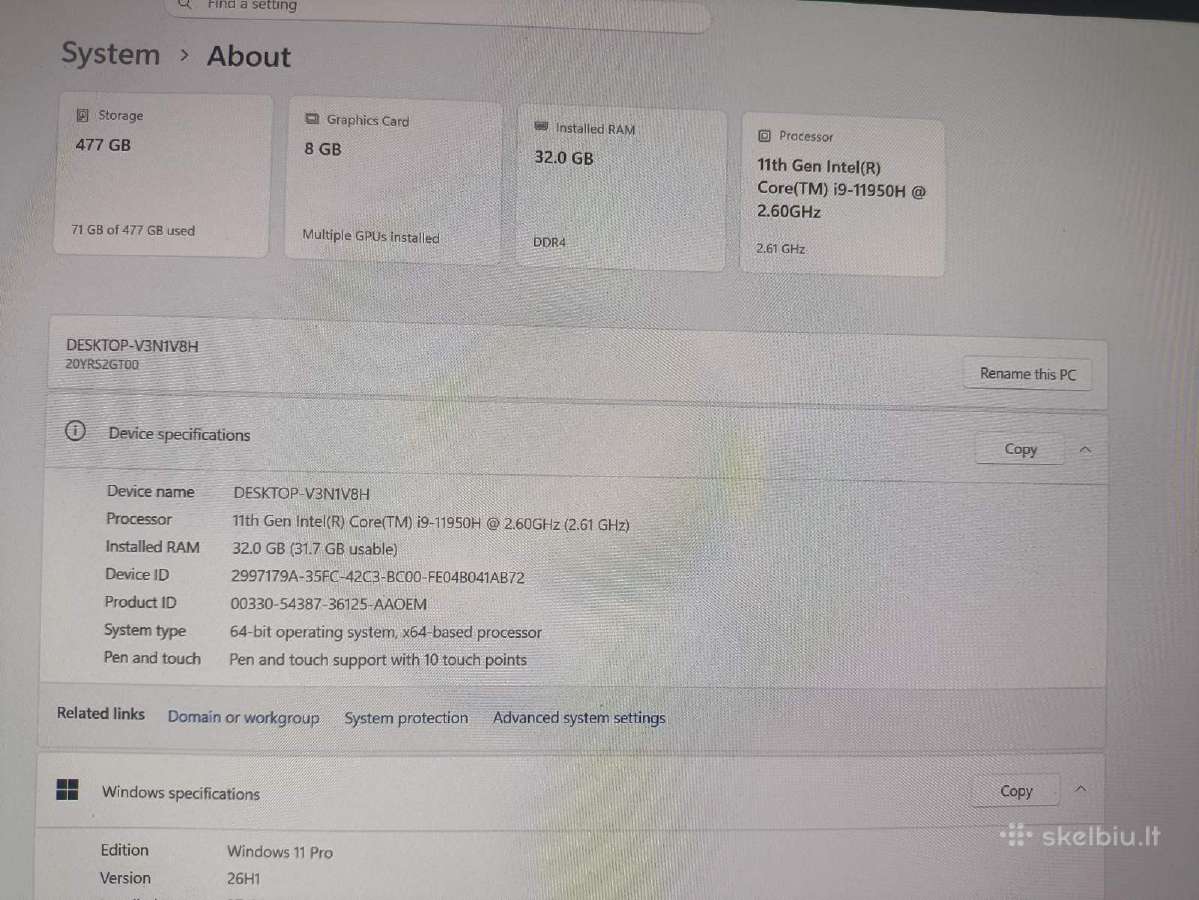 P15 Gen 2 4k Ts Oled i9-11950h 32gb Rtx A4000 8gb - nuotraukos Nr. 4