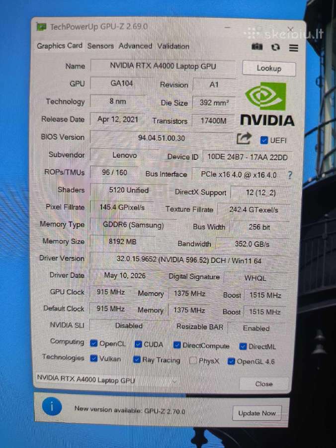 P15 Gen 2 4k Ts Oled i9-11950h 32gb Rtx A4000 8gb - nuotraukos Nr. 8