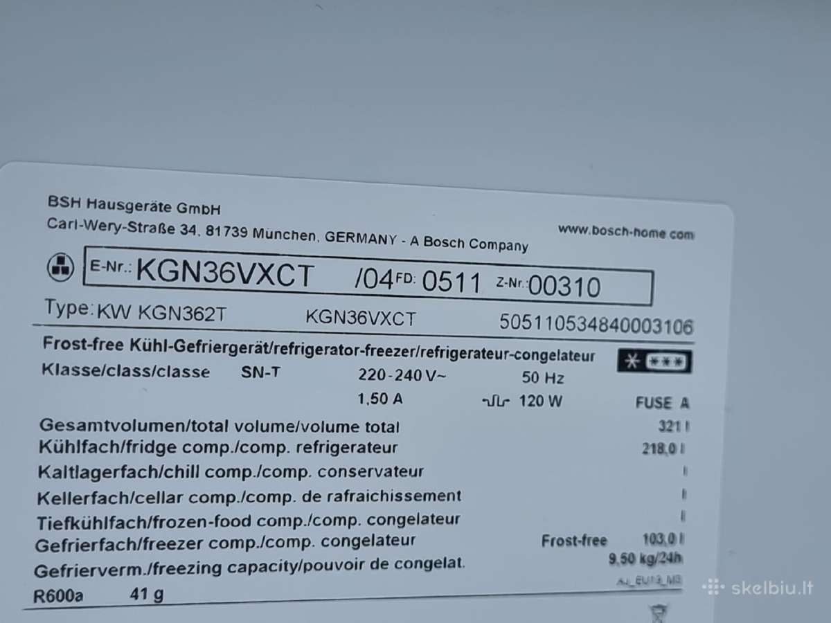 Naujas Bosch Kgn36vxct+ garantija - nuotraukos Nr. 23