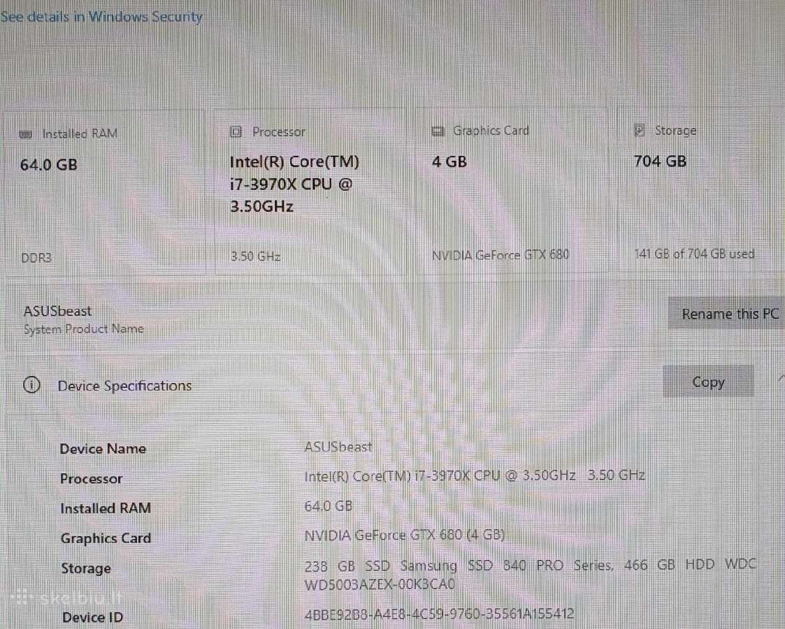Asus i7-3970x 3,5ghz, RAM 64gb, Corsair 800w Psu - nuotraukos Nr. 10