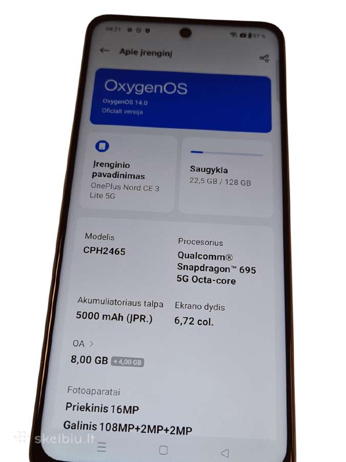 Oneplus Nord CE 3 Lite 5G + 3 mėn. garantija - nuotraukos Nr. 4