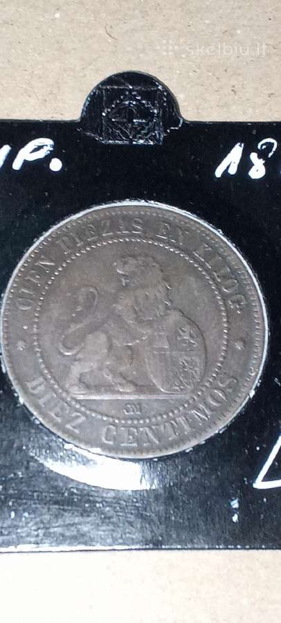 Ispanija 10 sentimų 1870 - nuotraukos Nr. 2