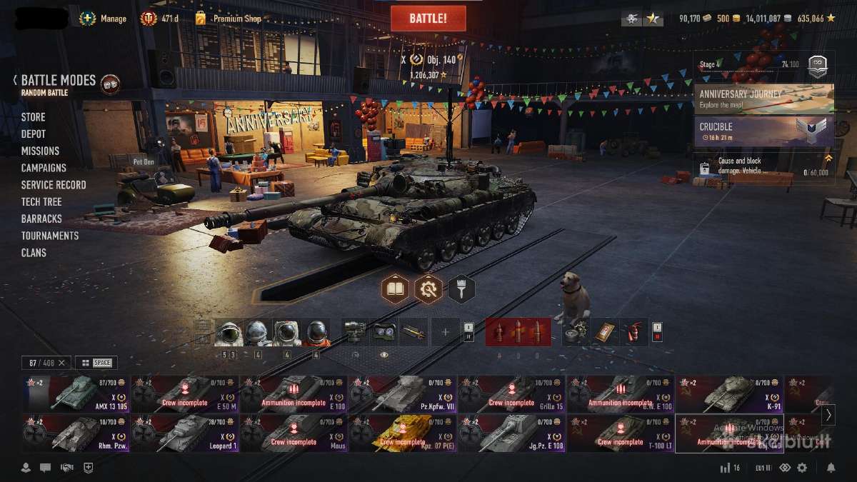 World of tanks Eu acc 408 Tankai Garaze - nuotraukos Nr. 2