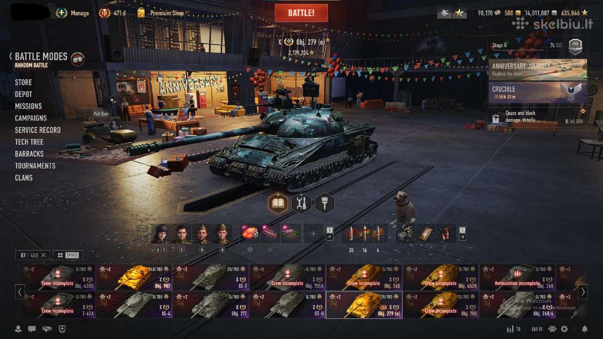 World of tanks Eu acc 408 Tankai Garaze - nuotraukos Nr. 3