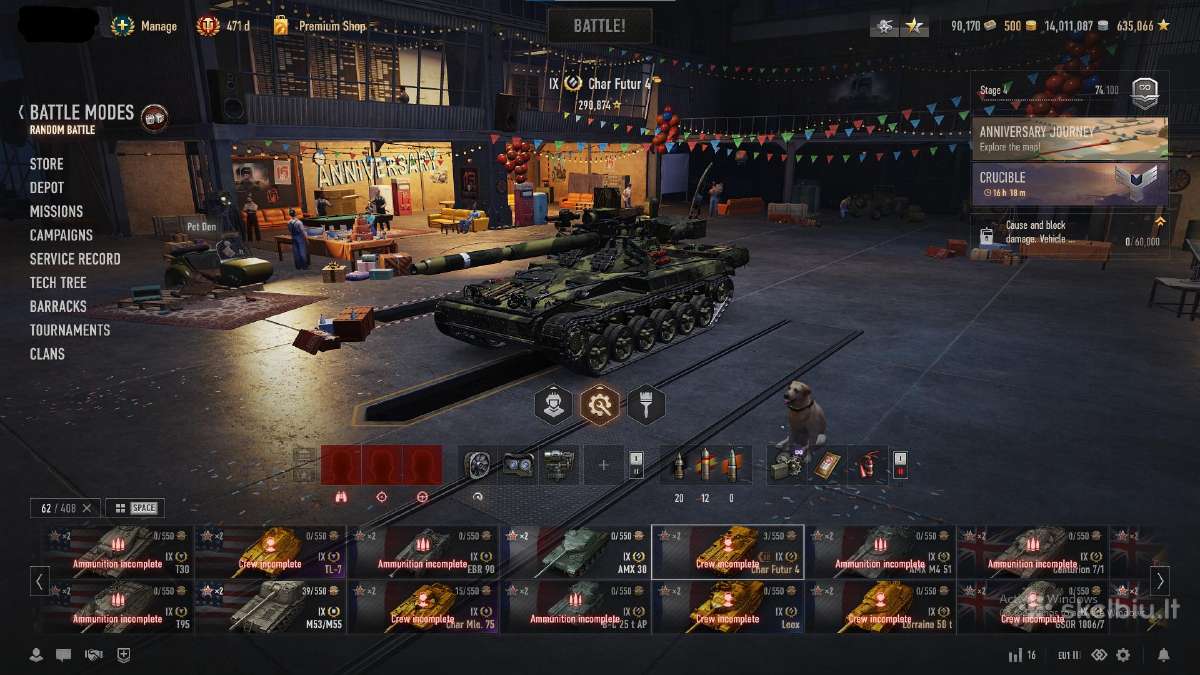 World of tanks Eu acc 408 Tankai Garaze - nuotraukos Nr. 11