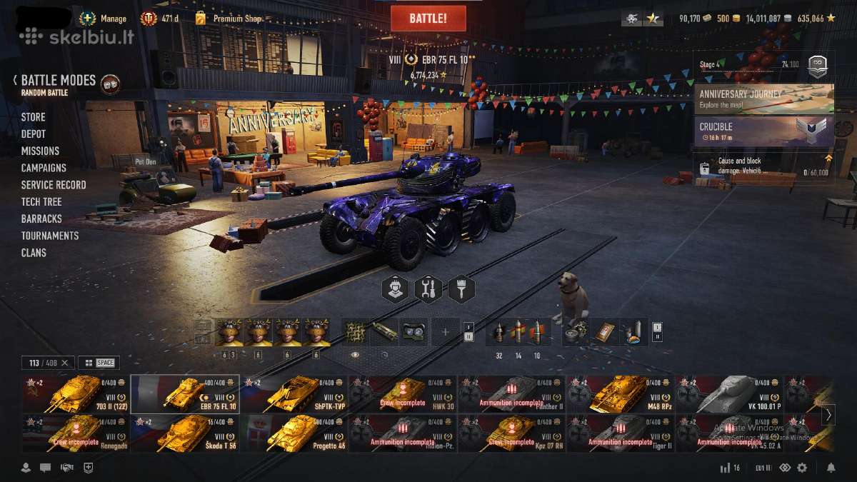 World of tanks Eu acc 408 Tankai Garaze - nuotraukos Nr. 14