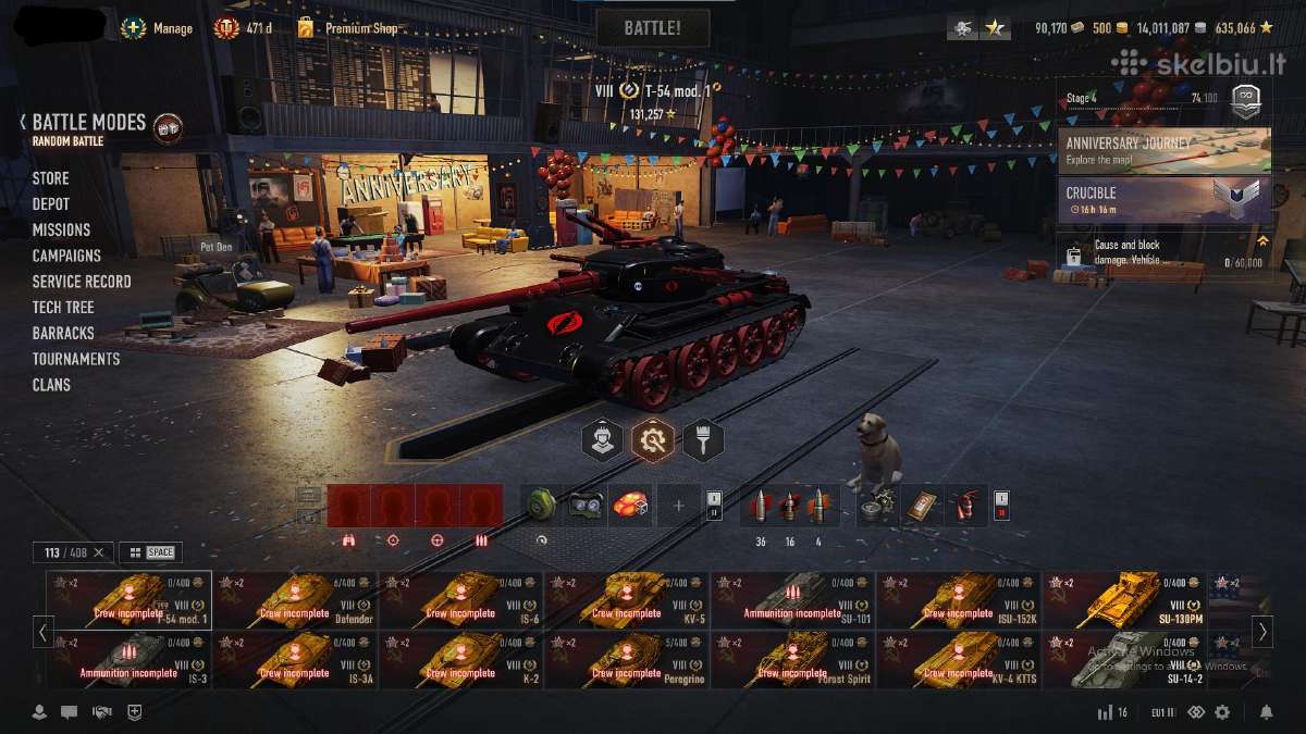 World of tanks Eu acc 408 Tankai Garaze - nuotraukos Nr. 16