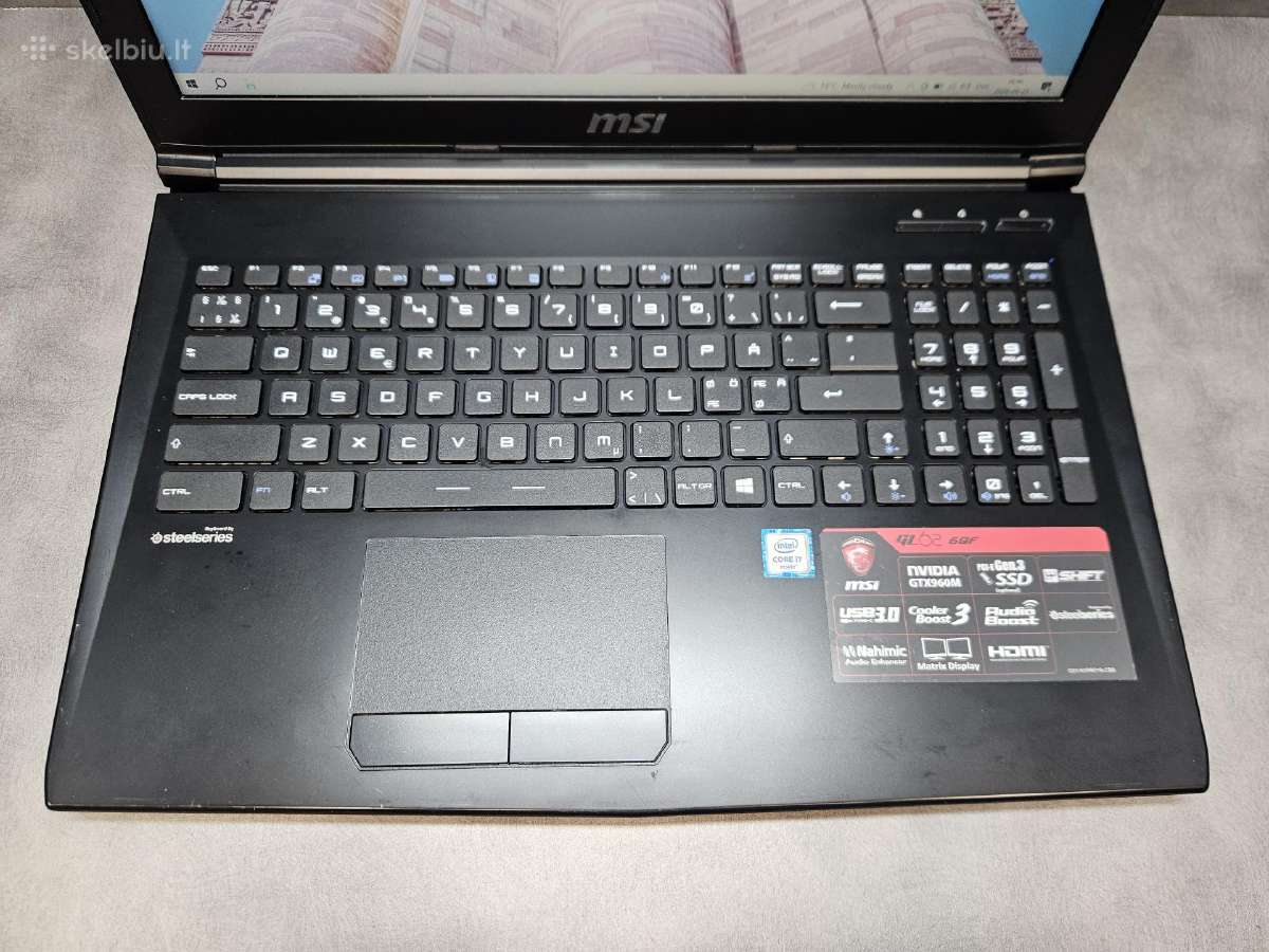 Msi/15.6"fhd/i7-6700hq/16r/256ssd+500hdd/gtx 960m - nuotraukos Nr. 2