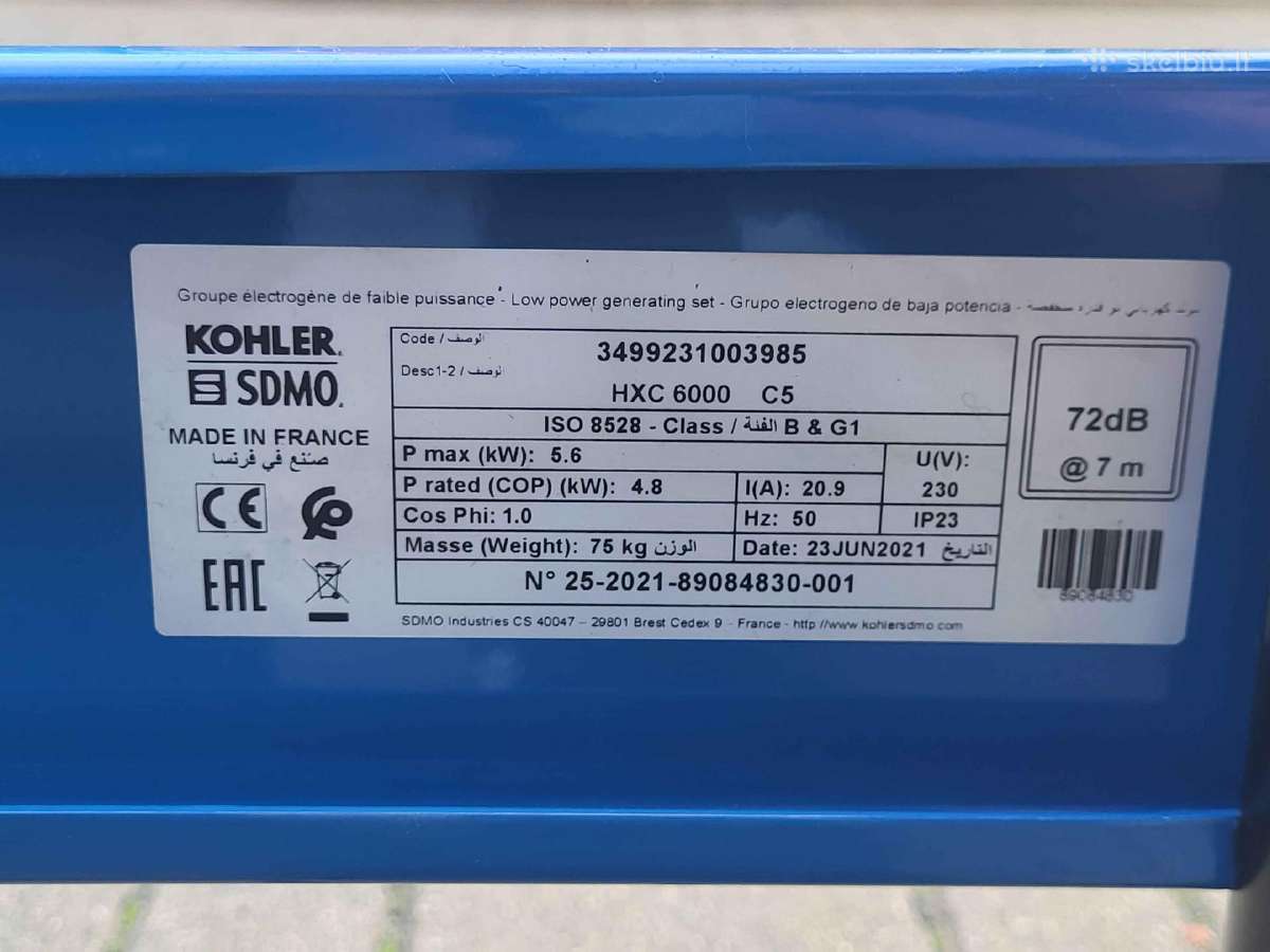 Generatorius Kohler Sdmo Hxc 6000 C5 - nuotraukos Nr. 2