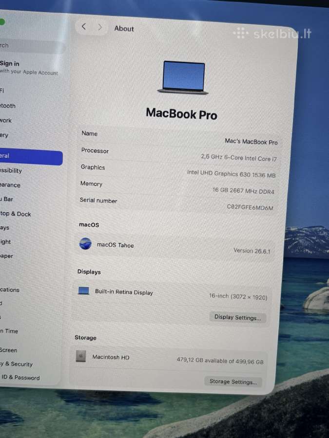 MacBook Pro 16inch atmintis 512 GB - nuotraukos Nr. 6