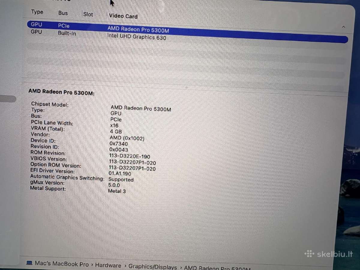 MacBook Pro 16inch atmintis 512 GB - nuotraukos Nr. 7