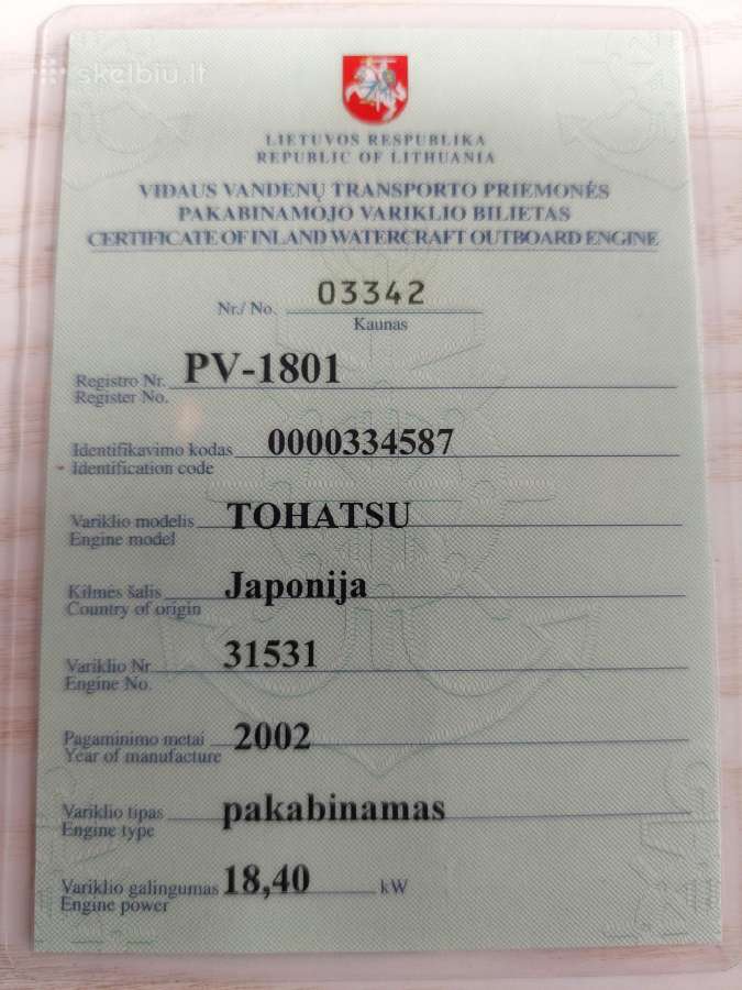 Tohatsu dvitaktis 25 ag - nuotraukos Nr. 6