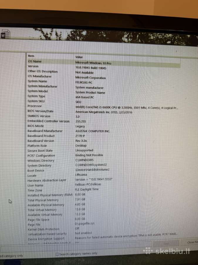 Stacionarus kompiuteris i5-6600k / Gtx 960 / 8 GB - nuotraukos Nr. 8